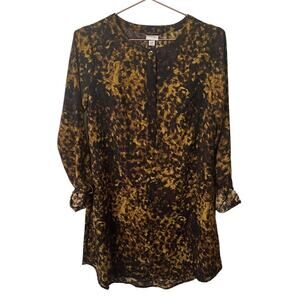 Merona Cheetah Shift Dress Long Sleeve Size Small